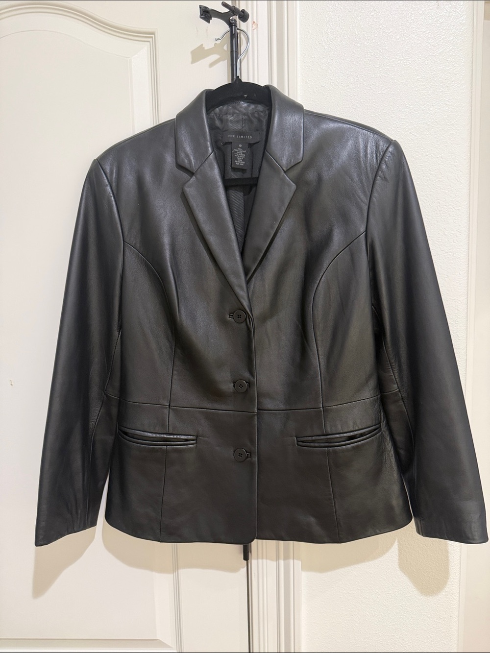 The limited black leather blazer jacket size 10